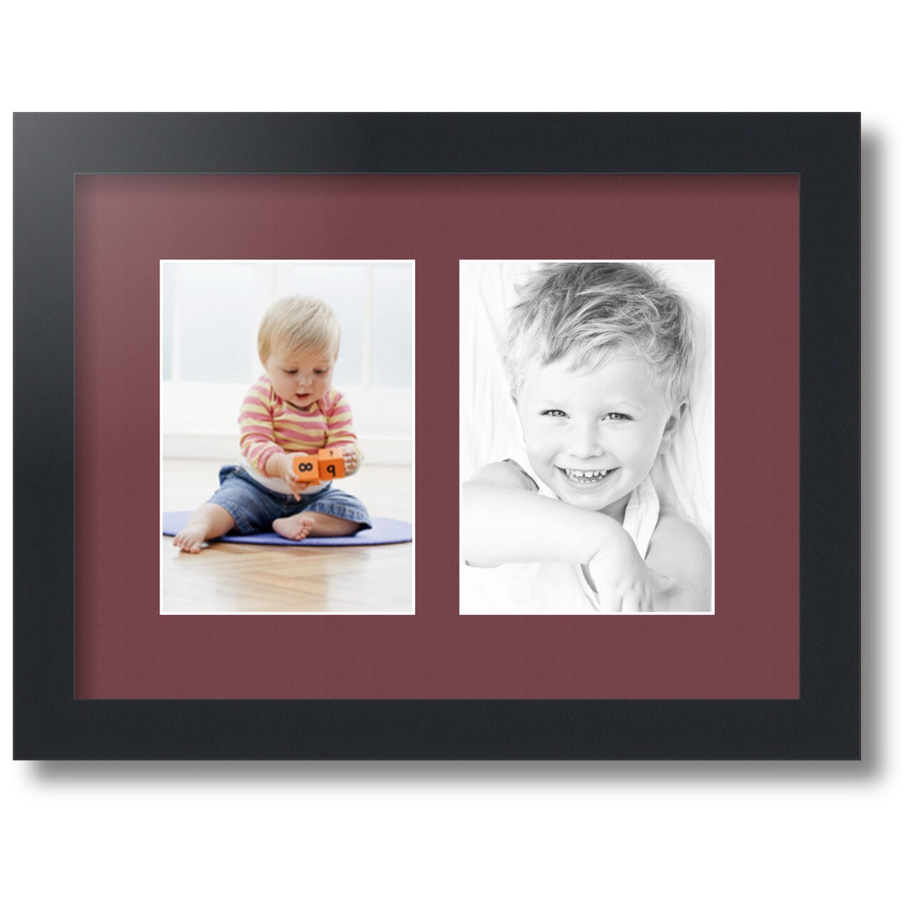 ArtToFrames Collage Photo Picture Frame with 2 - 5x7 inch Openings, Framed in Black with Over 62 Mat Color Options and Regular Glass (CSM-3926-35)